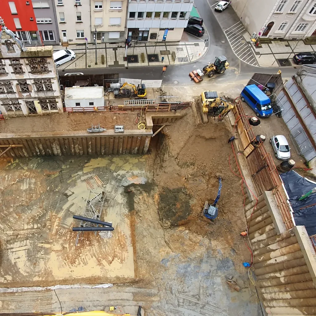 Aménagement terrain en vue de la construction d'un immeuble résidentiel à Differdange